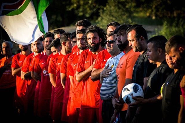 The squad lined up before kickoff